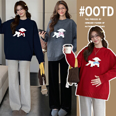 实拍好质量孕妇装毛衣秋冬装新款小羊刺绣卡通针织衫宽松冬