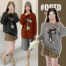 批发实拍孕妇装高级感慵懒法式洋气针织毛衣兔子2025年秋冬时尚上衣