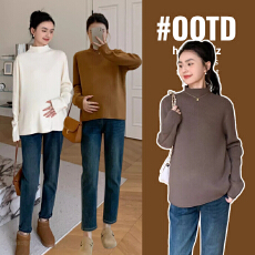 打底孕妇装春秋款2025年新款半高领针织毛衣上衣秋冬内搭打底衫