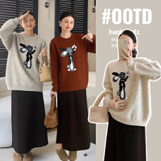 批发实拍孕妇装高级感慵懒法式洋气针织毛衣独特休闲2025年秋冬上衣