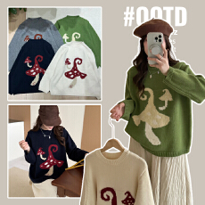 实拍好质量大板型宽松孕妇装毛衣秋冬装新款卡通秋冬孕妇上衣