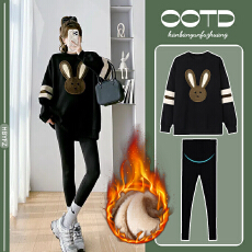 批发实拍大量2025孕妇装套装秋装新款上衣+<b class='q'>打底裤</b>秋冬加绒加厚两件套