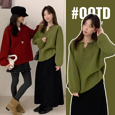 批发孕妇装秋<b class='q'>冬</b>毛衣2025秋<b class='q'>冬</b>新款网红款韩系加厚宽松木耳领口保暖毛衣