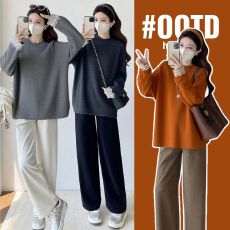 批发实拍孕妇中长款开叉孕妇毛衣2025新款爆款秋<b class='q'>冬</b>款宽松慵懒风长袖