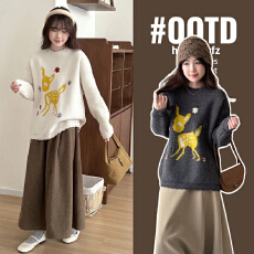 批发实拍孕妇装2025秋季新款卡通时尚针织衫趣味减龄甜美设计感毛衣<b class='q'>冬</b>