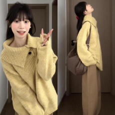批发孕妇装慵懒风高级感软糯高领针织上衣秋<b class='q'>冬</b>新款韩版巨好看宽松毛衣