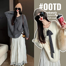 批发孕妇装韩系套头毛衣女秋冬2025新款宽松<b class='q'>休闲</b>百搭慵懒上衣打底衫