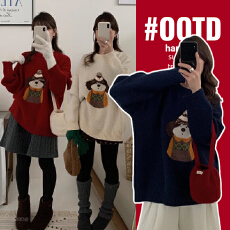 批发<b class='q'>实拍</b><b class='q'>孕妇</b><b class='q'>卡通</b>提花圆领毛衣女上衣冬季新款韩系宽松显瘦保暖针织衫