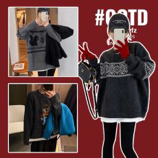 批发孕妇装费尔岛毛衣女<b class='q'>秋</b>冬加厚外穿圆领套头宽松显瘦百搭针织衫上衣