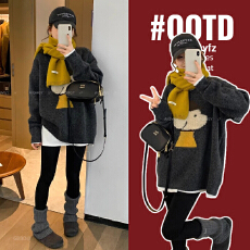 批发孕妇装费尔岛毛衣女<b class='q'>秋</b>冬加厚外穿圆领套头宽松显瘦百搭针织衫上衣