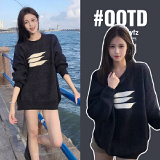 网红孕妇装韩系时尚高街圆领软糯套头毛衣秋冬慵懒风加厚针织上衣