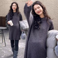 批发<b class='q'>孕妇</b><b class='q'>毛衣</b>秋冬半高领套头<b class='q'>中长款</b>宽松大码慵懒风柔软加厚打底衫上衣