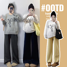 2025新款孕妇装毛衣秋冬装新款猫和狗卡通针织衫秋冬款孕妇装毛衣