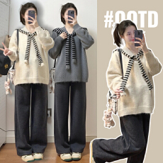 新款软糯厚实保暖披肩设计感针织毛衣秋冬通勤上衣深秋初冬穿