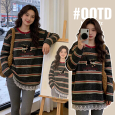 孕妇装秋冬条纹针织打底衫内搭高级感中长款上衣独特超好看毛衣