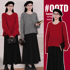 批发孕妇装连衣裙2025新款秋冬季毛衣女打底裙冬装<b class='q'>时尚</b>穿搭红色小个子