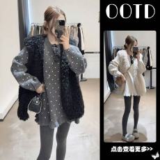 批发有货孕妇装<b class='q'>毛衣</b>秋冬装2026新款鱼尾边<b class='q'>中长款</b>宽松大码上衣波点