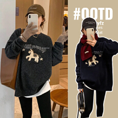 孕妇装加厚毛衣秋冬2025新款外穿超好看毛线衣宽松慵懒风针织毛衫