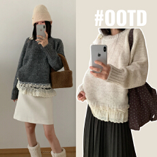 批发实拍孕妇装羊毛衫长袖打底衫内搭蕾丝拼接新款秋冬孕妇针织衫上衣