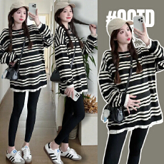 批发实拍2026春装<b class='q'>孕妇装</b>卫衣套装条纹上衣春秋宽松长袖<b class='q'>打底裤</b>两件套装