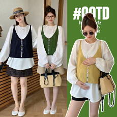 实拍孕妇装春装套装2026春秋季新款甜美显瘦宽松长袖两件套小清新