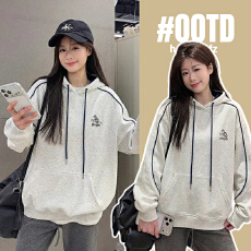 批发<b class='q'>孕妇装</b>薄款卫衣春秋新款潮宽松明线装饰刺绣花连帽韩版<b class='q'>上衣</b>春装