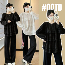 实拍2026新款法式不规则荷叶边肌理感衬衫孕妇春秋装气质显瘦洋气