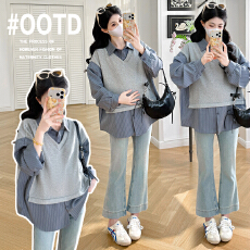 批发实拍已出货孕妇装春季新款春<b class='q'>秋</b>上衣衬衫2026春装新款假两件