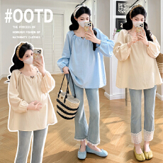 批发实拍孕妇装衬衫春装2026新款衬衣上衣春<b class='q'>秋</b>季宽松长袖时尚娃娃衫