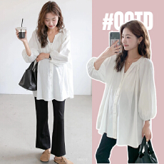 早春孕妇装衬衫春装2026新款开扣衬衣上衣春秋可哺乳中长款衬衫