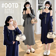 批发孕妇装秋春季套装2026新款针织毛衣<b class='q'>连衣裙</b>两件套裙子孕妈时尚穿搭