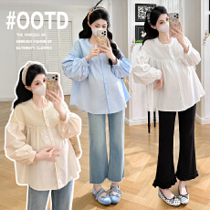 批发<b class='q'>实拍</b>2026<b class='q'>孕妇装</b>衬衫秋装新款衬衣上衣开扣可哺乳春秋款长袖薄