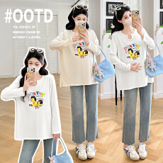 批发实拍孕妇装春装T恤长袖春季2026新<b class='q'>打底衫</b>印花卡通小马上衣春秋