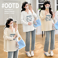 批发实拍現货孕妇装春装T恤长袖春季2026新<b class='q'>打底衫</b>印花卡通上衣春秋