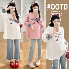 批发实拍現貨纯棉孕妇装卫衣春装2026新款字母刺绣小马上衣T恤宽松