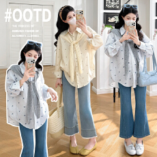 批发实拍現货孕妇装衬衫春装2026新款卡通小马上衣披肩两件套春<b class='q'>秋</b>