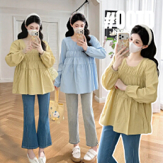 批发实拍孕妇装春装上衣2026新款春秋薄款衬衫减龄娃娃裙子春季怀孕期