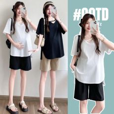 批发实拍夏季孕妇<b class='q'>装</b>上衣纯棉夏<b class='q'>装</b>2026<b class='q'>新款</b>短袖T恤+短<b class='q'>裤</b>宽松两件套