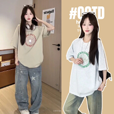 批发孕妇T恤<b class='q'>夏</b>装2026新款纯棉短袖t恤<b class='q'>夏</b>新款刺绣花中长款宽松圆领上衣