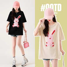 批发孕妇<b class='q'>夏</b>装短袖t恤2026新款韩版刺绣中长圆领上衣大码宽松孕妇上衣