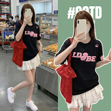 批发<b class='q'>孕妇</b><b class='q'>夏季</b>2026新款黑色<b class='q'>短袖</b>T恤刺绣设计感小众独特漂亮巨好看上衣