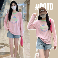 批发孕妇装夏天薄款长袖防<b class='q'>晒衣</b>夏季t恤2026夏季新款撞色圆领孕妇上衣