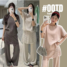 批发孕妇<b class='q'>装</b>夏套<b class='q'>装</b>2026新款孕期穿搭法式短袖上衣屁帘阔腿<b class='q'>裤</b><b class='q'>夏季</b>两件套