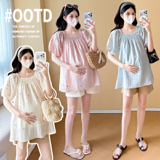 批发实拍【有里衬不透】孕妇装衬衫上衣夏装<b class='q'>新款</b>刺绣花朵雪纺衬衣