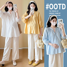 批发实拍孕妇装衬衫春装2026<b class='q'>新款</b>开扣衬衣上衣春秋可哺乳中长款夏季