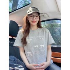 孕妇装夏装纯棉短袖t恤2026夏宽松韩系设计感蝴蝶结刺绣圆领上衣
