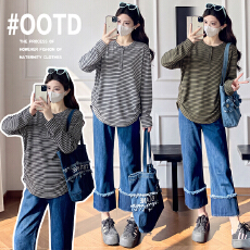 批发实拍孕妇装2026新款秋冬天丝长袖t恤垂感慵懒随性松弛单穿打底
