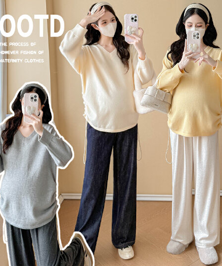 실사 출산 착용 맨위 봄과 가을 외국 가스 표지 임신 배 긴팔 티셔츠 가을 기본 셔츠 패션 나가라. 한국 스타일