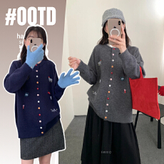 批发实拍高级感孕妇装针织毛衣外套女秋季独特漂亮宽松显瘦开衫上衣