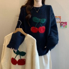 批发孕妇装提花刺绣毛衣秋冬款2026大码遮肚宽松慵懒风上衣针织打底衫